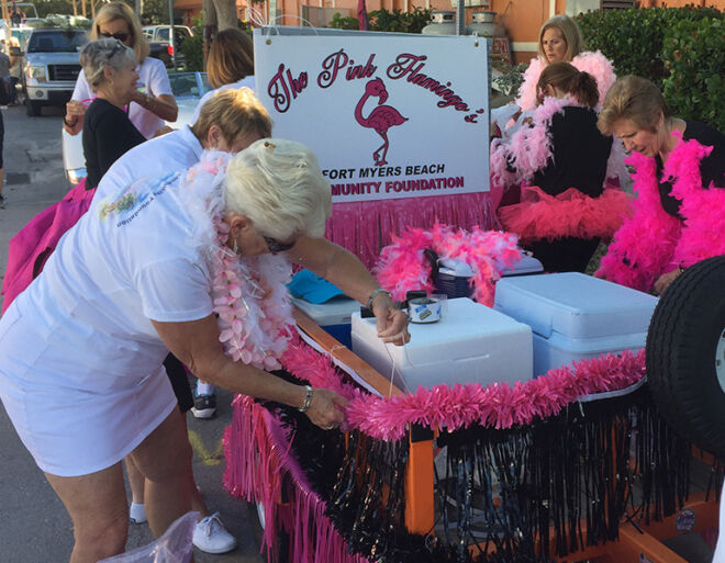 the pink flamingos-parade float-fmb community foundation
