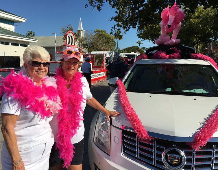 parade following-pink flamingos-fmb community foundation