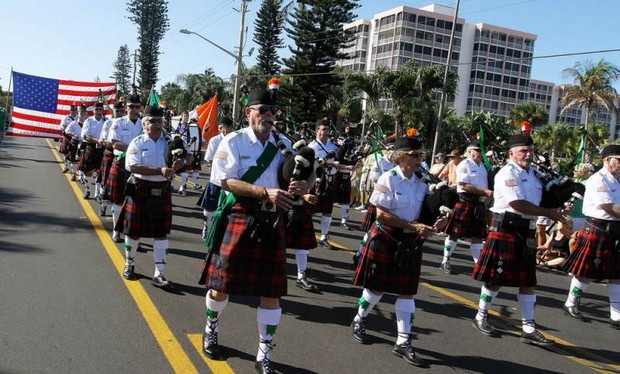 st-patricks-day-parade-fort-myers-beach image of bagpipe players